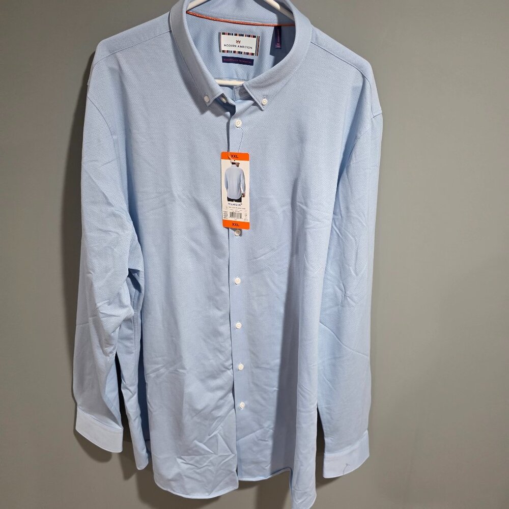 Modern Ambition Men's Size XXL Blue Long Sleeve Shirt Microban